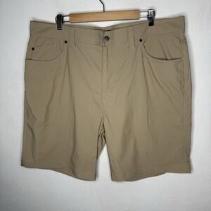 prAna Brion Shorts II Mens 40 9" Inseam Beige Nylon Stretch Standard Fit Outdoor